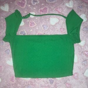 Green Off-Shouldered Crop Top